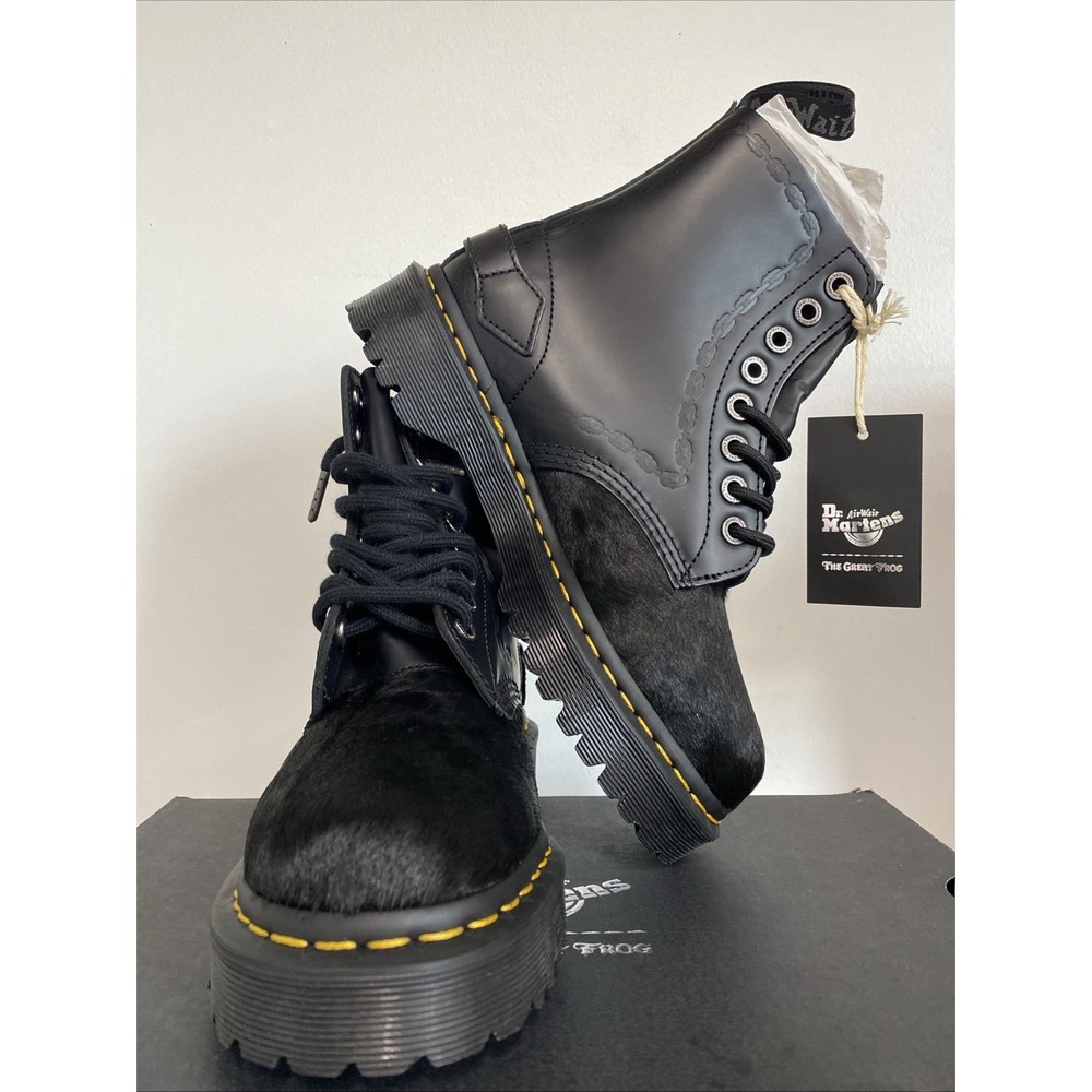 Dr Martens Boots Black sz 7 1460 Bex The Great Frog Hair On RARE! London Collab